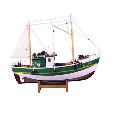 Barca da pesca in legno verde 32 cm
