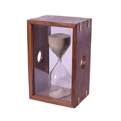 Temporizador de arena de reloj de arena en marco de madera