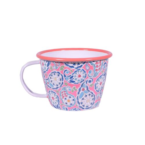 Metal Cup Floral Pink 11.5cm