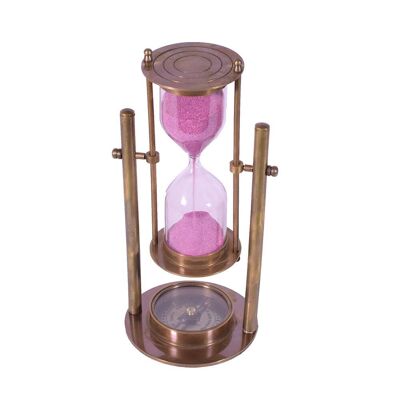 Metal Hourglass Sand Timer with Compass 2in1