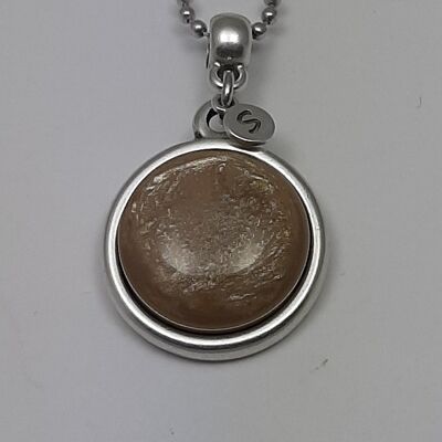 Collana in argento antico con perle lucide color tortora marrone