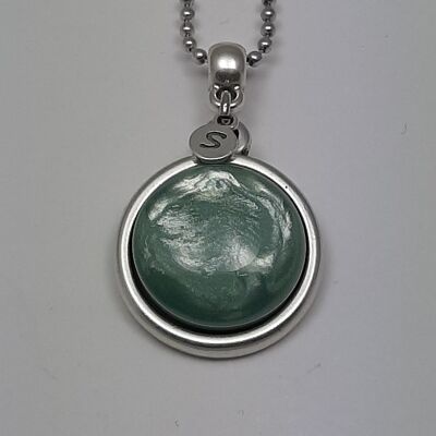 Collana in argento placcato perla brillante giada verde