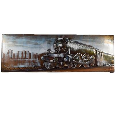 Pintura de pared de metal con tren