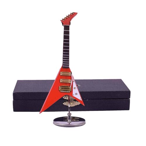 Mini Electric Guitar Miniature with Stand 16cm - RED