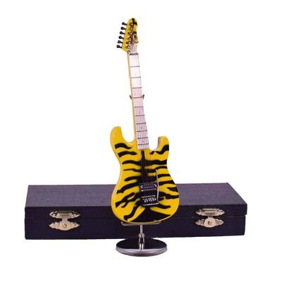 Mini Guitarra Eléctrica Miniatura con Soporte 18cm - Amarillo
