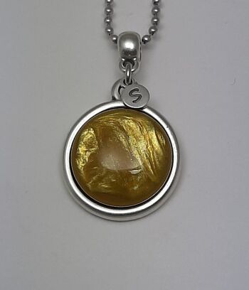 Collier argent antique perle brillant ocre