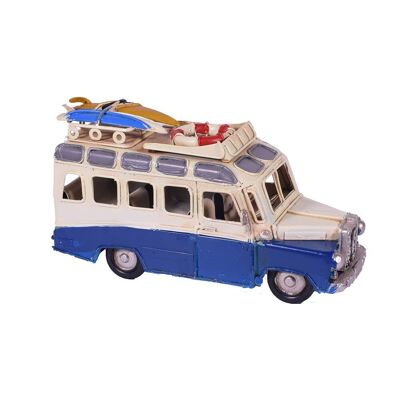 Miniature de bus bleu rétro 11,5 cm