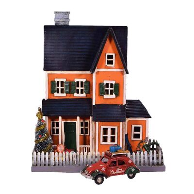 Retro House with Xmas Scene 32cm