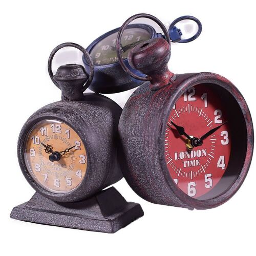 Retro Metal 3-Countries Table Clock 25cm