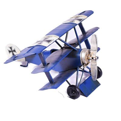Retro Metal Blue Plane Tri-plane 16cm