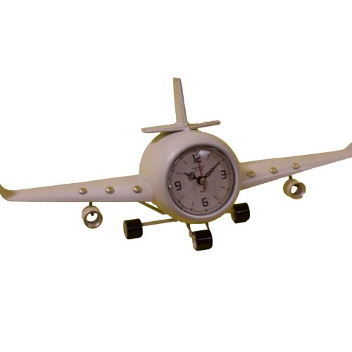 Retro Metal Clock White Airplane 41cm