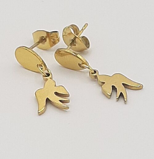 Droplet earring tiny zwaluw stainless steel gold