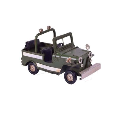 Jeep Militar Retro Metal Verde 11cm