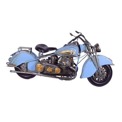 Motocicletta azzurra in metallo retrò 37 cm