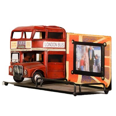 Estuche para lápices y portafotos de autobús londinense de metal retro