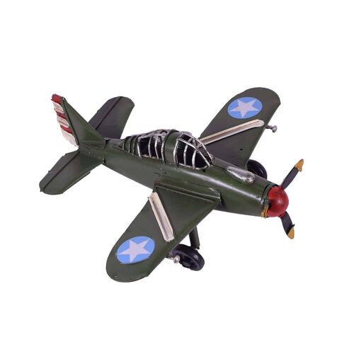 Retro Metal Military Airplane 16.5cm