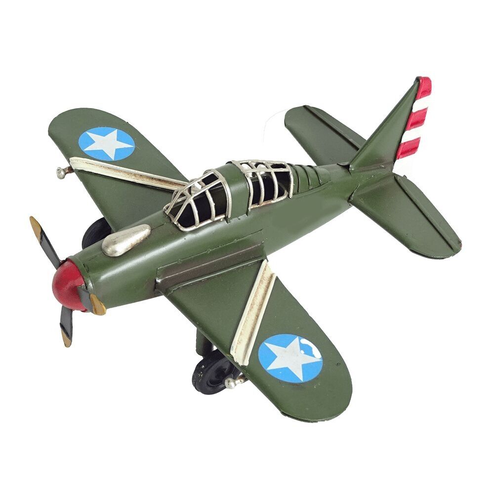 Modèle d'avion rétro en métal - Vert militaire