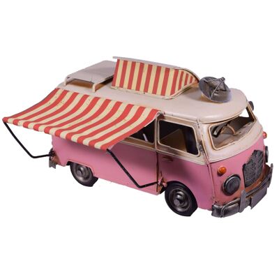Retro Metal Pink Van with Tent 28.5cm