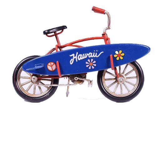 Retro Metal Red Hawaii Bicycle with Surf 16cm