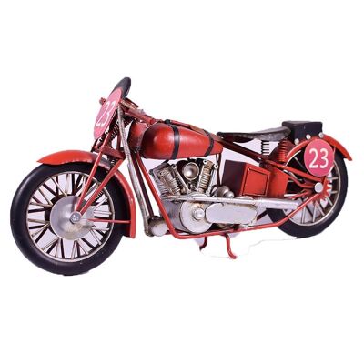 Motocicletta retrò in metallo rosso 29 cm