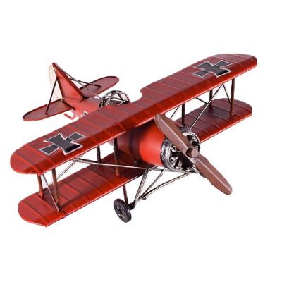 Retro Flugzeug aus rotem Metall 28cm