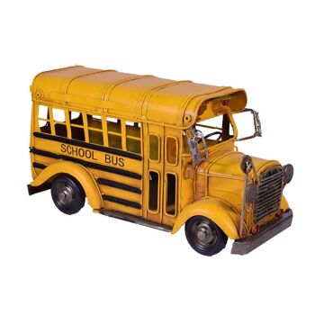 Autobus Scolaire Rétro Métal 28cm