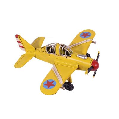Retro Metal Yellow Airplane 16.5cm