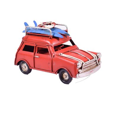 Rétro Mini Miniature Rouge avec Surf 11cm