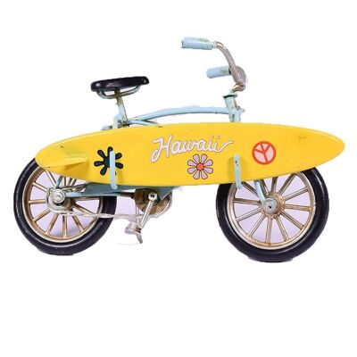 Bicicletta Hawaii retrò turchese con surf 16 cm