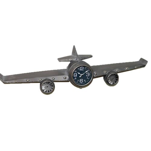 Retro Wall Clock Silver Airplane102cm