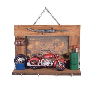 Retro Wall Key Hanger with Red Bike 25cm