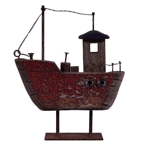 Rustic Boat on Base -Red - mod2