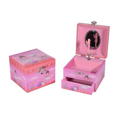 Square Musical Jewelry Box Girl 10.5cm