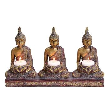 Photophore Bouddha pour 3 bougies chauffe-plat