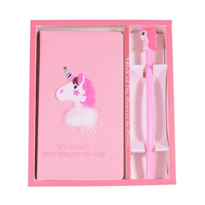 Einhorn-Rosa-Notizbuch-Mädchen-Geschenk-Set