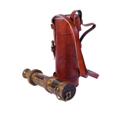 Télescope monoculaire pliant vintage avec étui en cuir