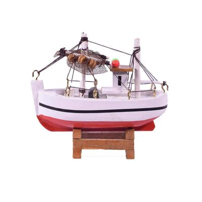 Barco de pesca de madera blanco 10cm
