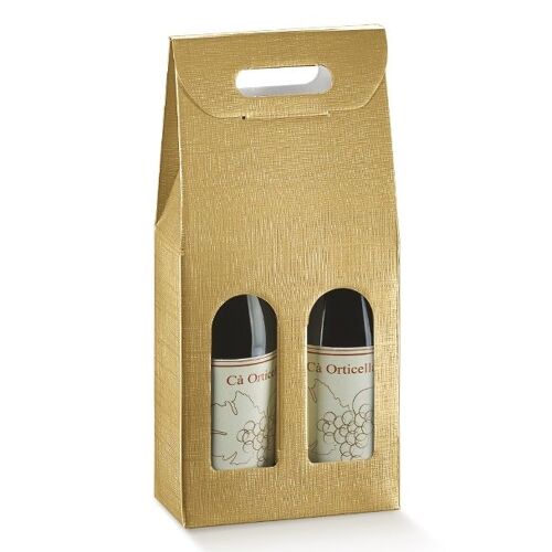 Wine Display Packaging Bag for 2 Bottles - GOLD