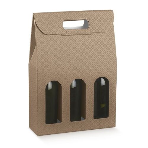 Wine Display Packaging Bag for 3 Bottles - Beige