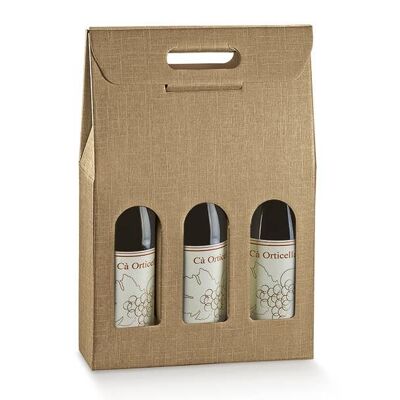 Bolsa de embalaje de exhibición de vino para 3 botellas - mod5