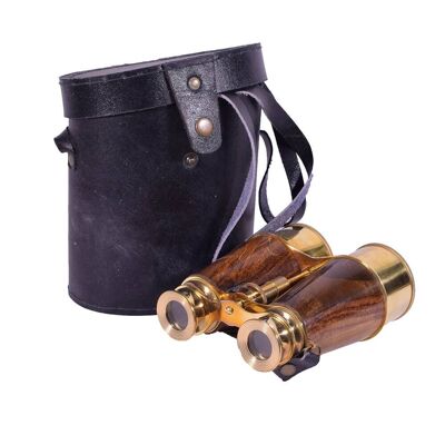 Wooden Binoculars with Leather Case 13cm