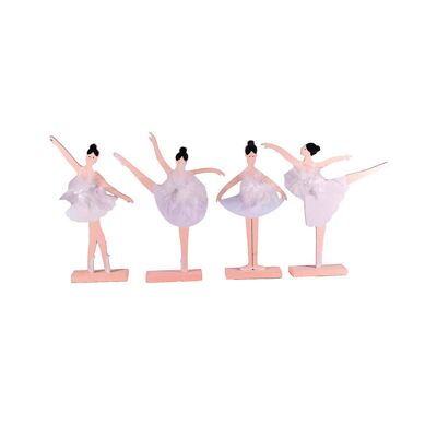 Wooden Ballerinas on Base 21cm - Set of 4