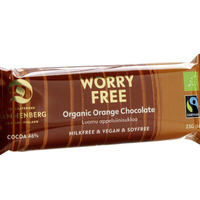 Worry free organic, fairtrade,  vegan, soy-free orange chocolate bar 23gx25 FI-EKO-201