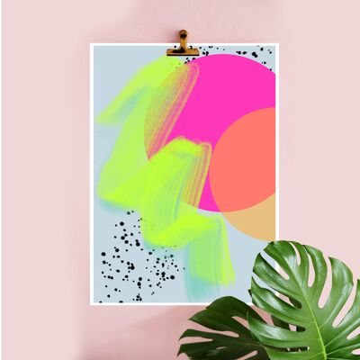 02 - Abstract Art Neon Print, Geormetric, Contempoary art, A4