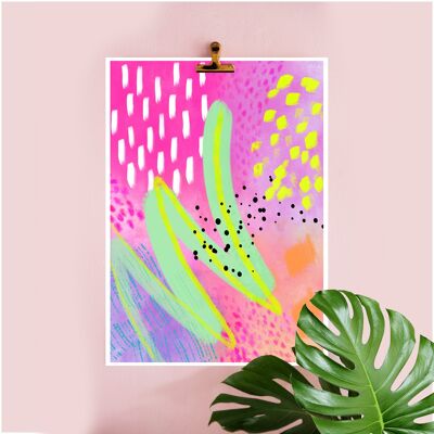 01- Abstract Art Neon Print, Contempoary art, A4