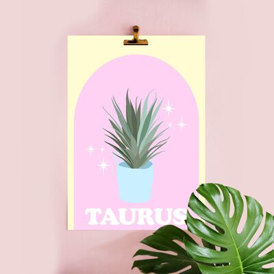 44- Botanical Plant Illustration, Art Print, Pastel colours, Taurus, Horoscope, starsigns, Contempoary Word art, A4 A3 A2 A1