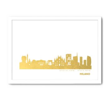 Impression d'art dorée. Horizon A4 | + 60 villes 2