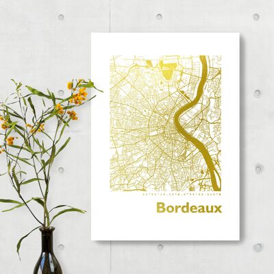 City Map Art Print Square plan. A4 gold | +100 cities
