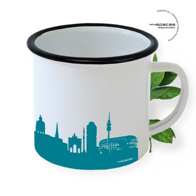 Enamel mug. Skyline in 5 colors | +60 cities