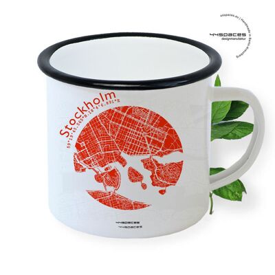 Enamel mug City Map. City map in 5 colors | +100 cities